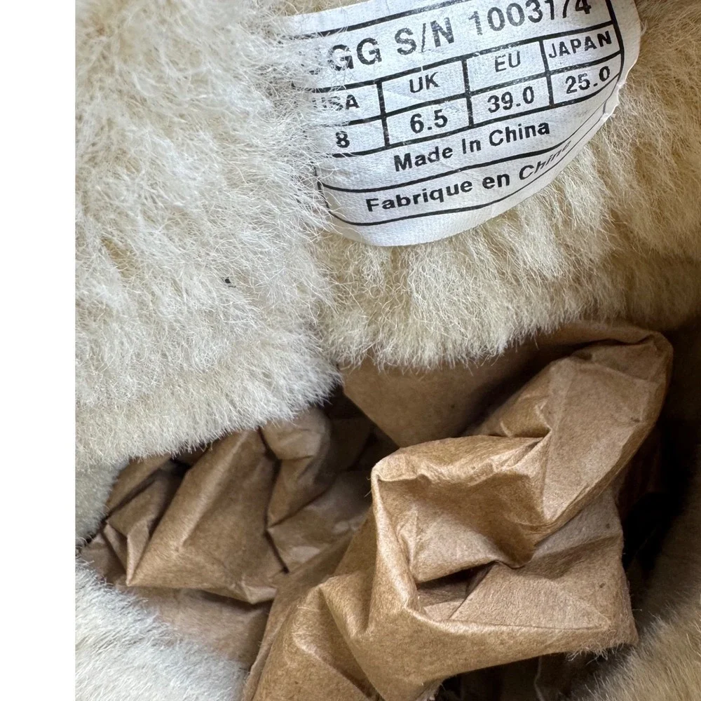 UGG Australia Chestnut Suede Leather Bow Shearling Boots rare Womens 8